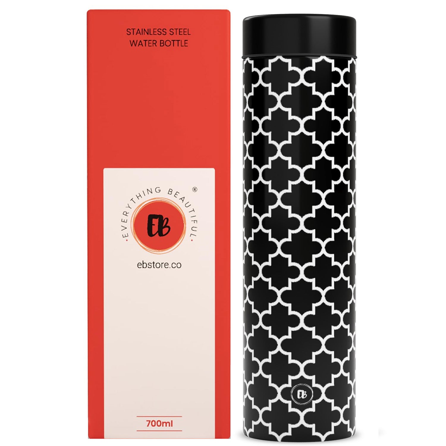 EB Everything Beautiful Steel Water bottle 1 litre #color_Black Moroccan #size_750ml