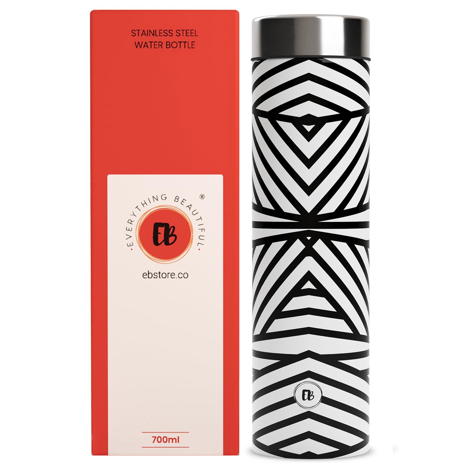 EB Everything Beautiful Steel Water bottle 1 litre #color_White Abstract #size_750ml