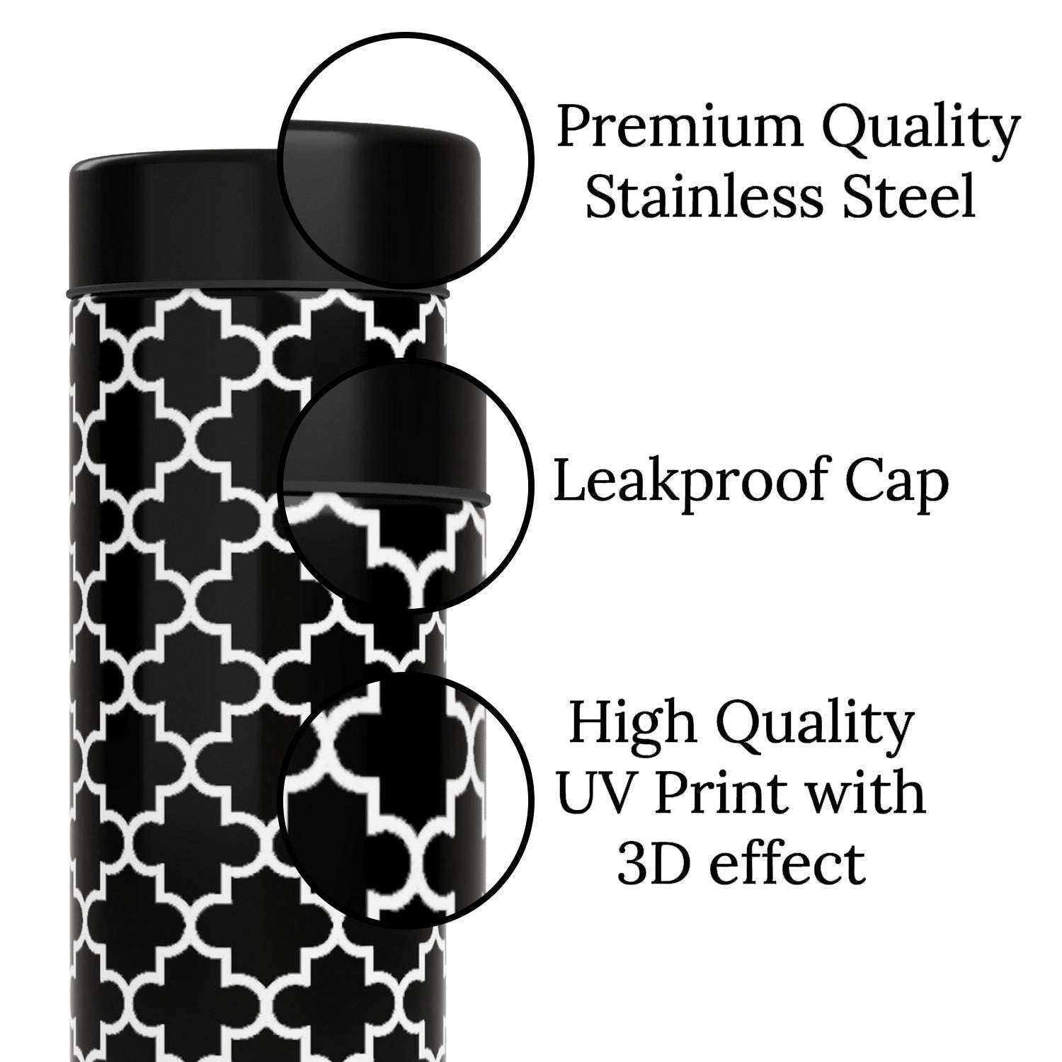 EB Everything Beautiful Steel Water bottle 1 litre #color_Black Moroccan #size_750ml