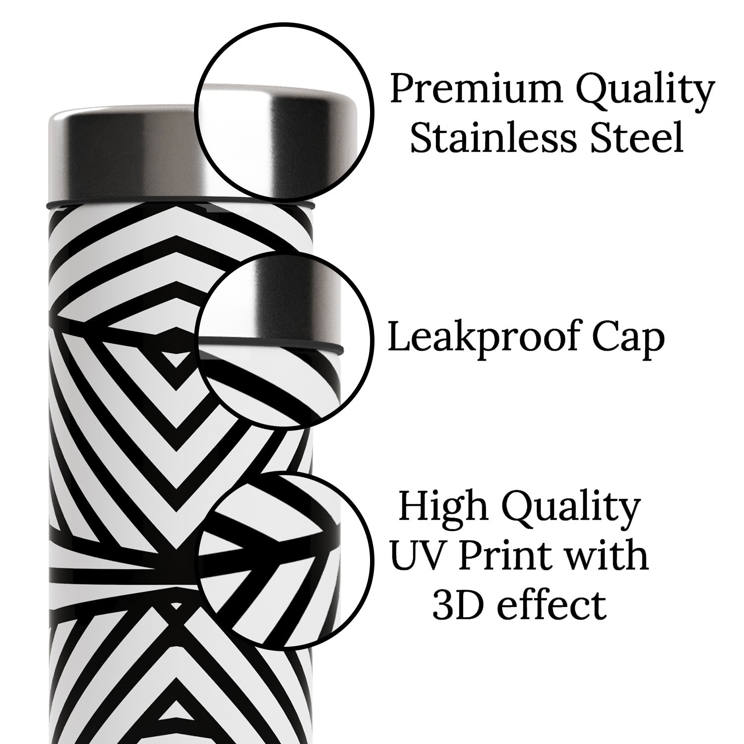 EB Everything Beautiful Steel Water bottle 1 litre #color_White Abstract #size_750ml