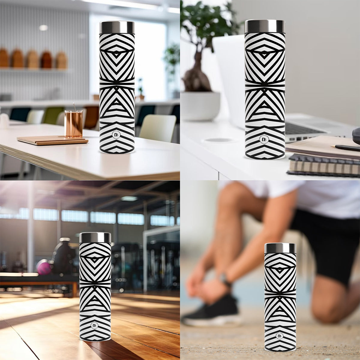 EB Everything Beautiful Steel Water bottle 1 litre #color_White Abstract #size_750ml