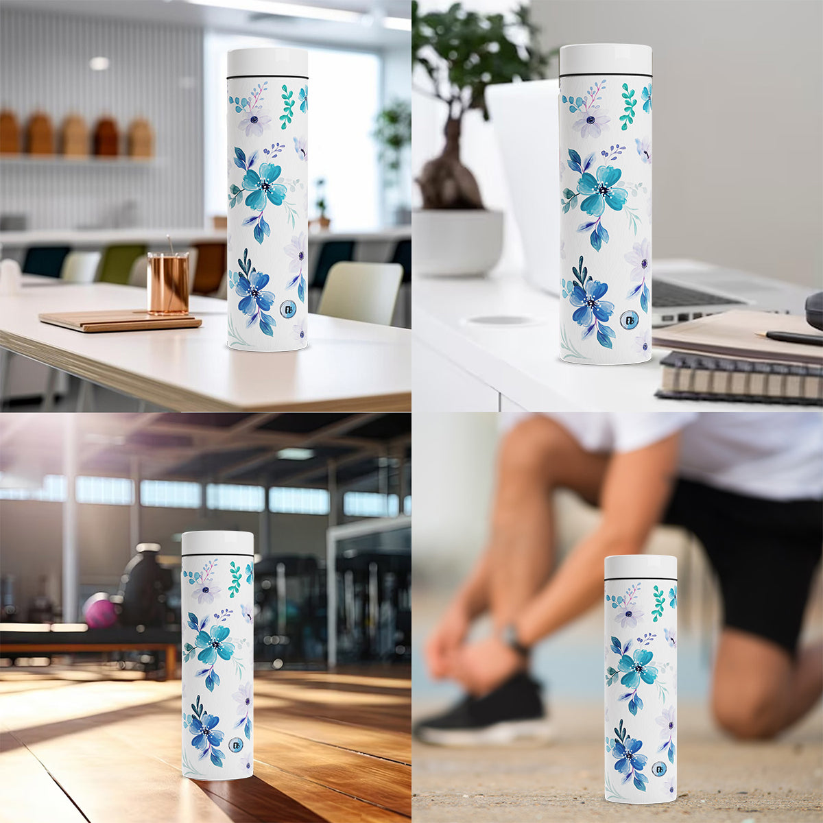 EB Everything Beautiful Steel Water bottle 1 litre #color_White Flower #size_750ml