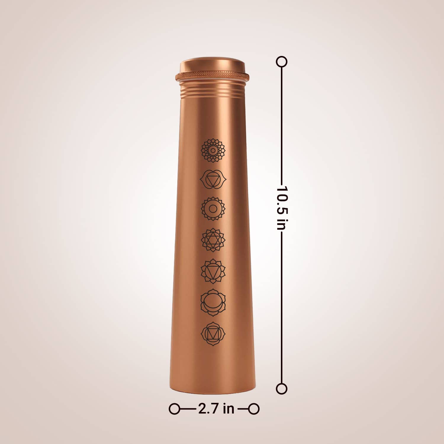 body chakra laser etched pure copper water bottle 750ml slim #style_body chakra
