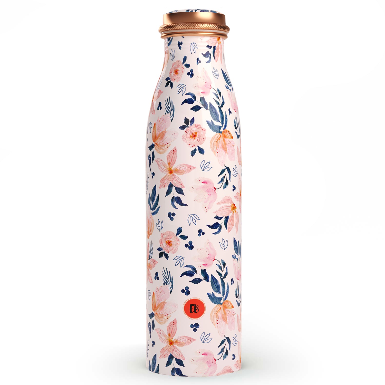 blue pink flower design copper bottle copper water bottle 1 litre printed copper bottle benfits of copper water #color_blue pink flower