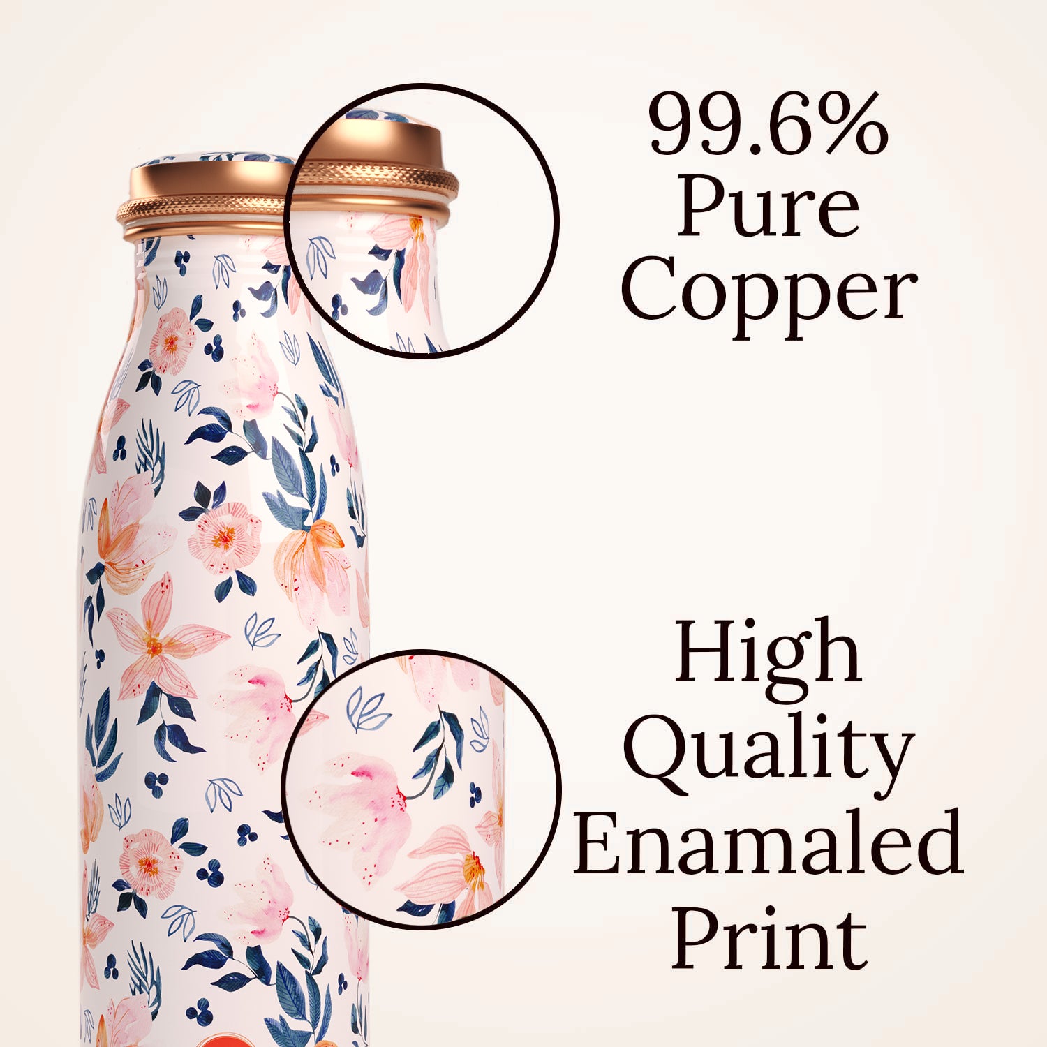 blue pink flower design copper bottle copper water bottle 1 litre printed copper bottle benfits of copper water #color_blue pink flower