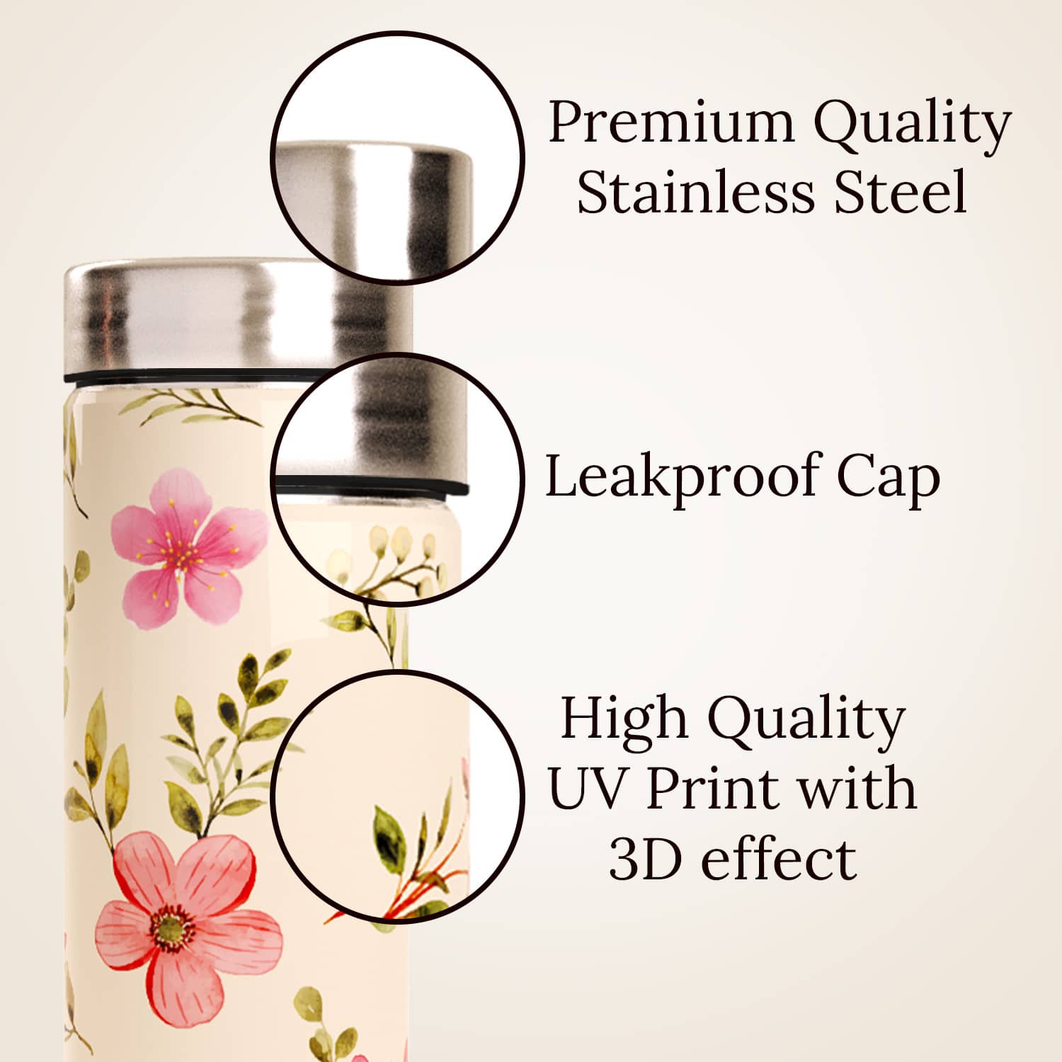 EB Everything Beautiful Steel Water bottle 1 litre #color_Funky Flower #size_750ml