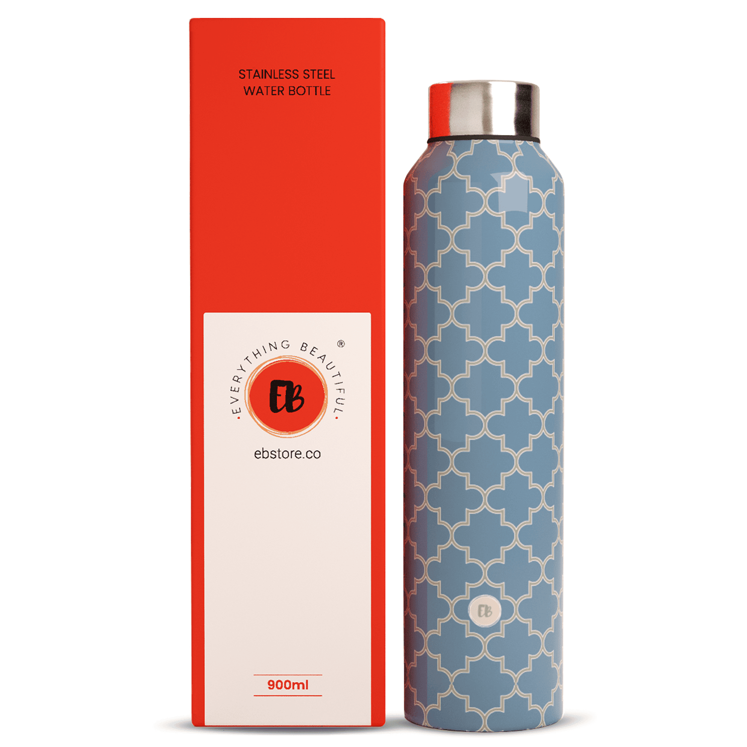 EB Everything Beautiful Steel Water bottle 1 litre #color_Smooth Grey Moroccan #size_1L