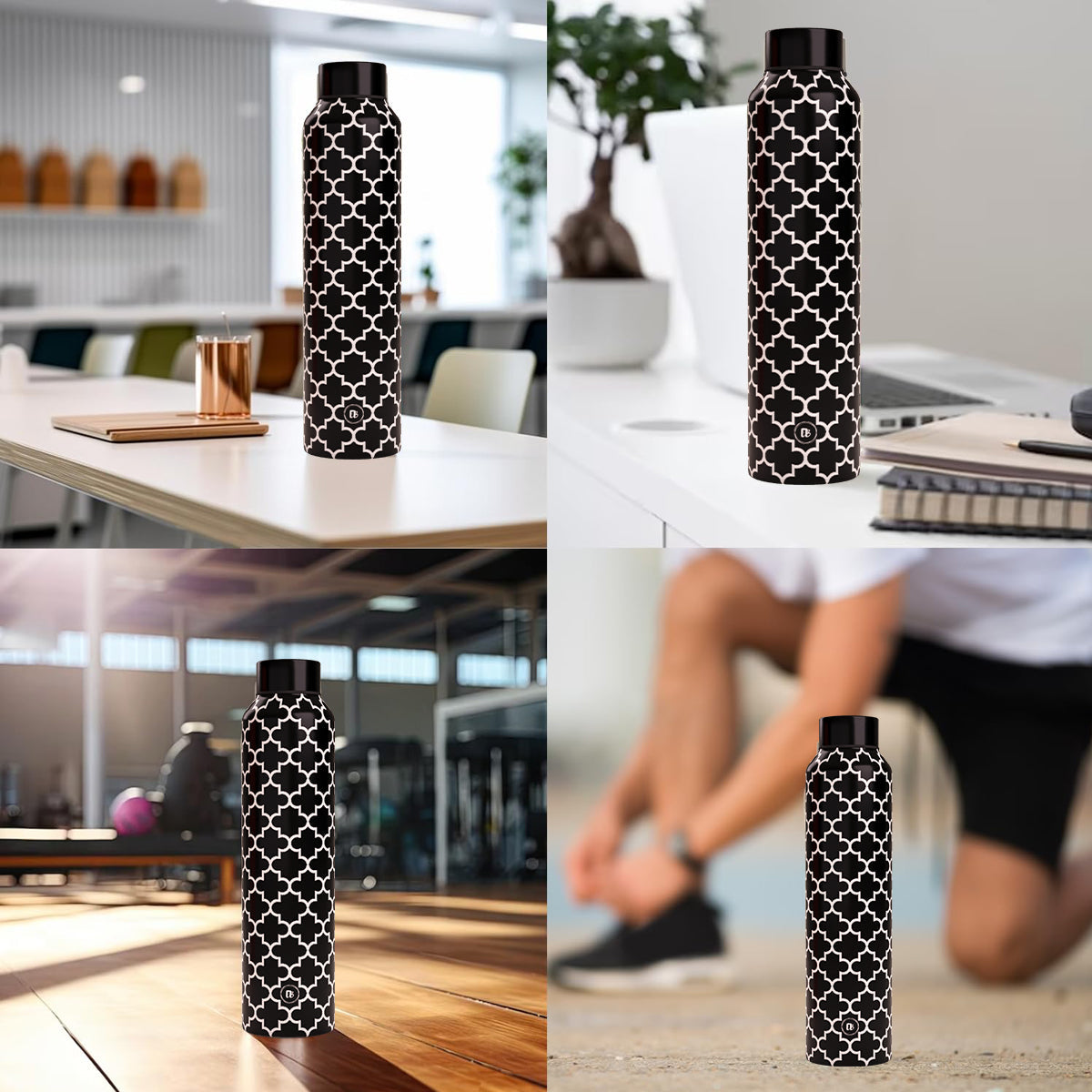 EB Everything Beautiful Steel Water bottle 1 litre #color_Black Moroccan #size_1L