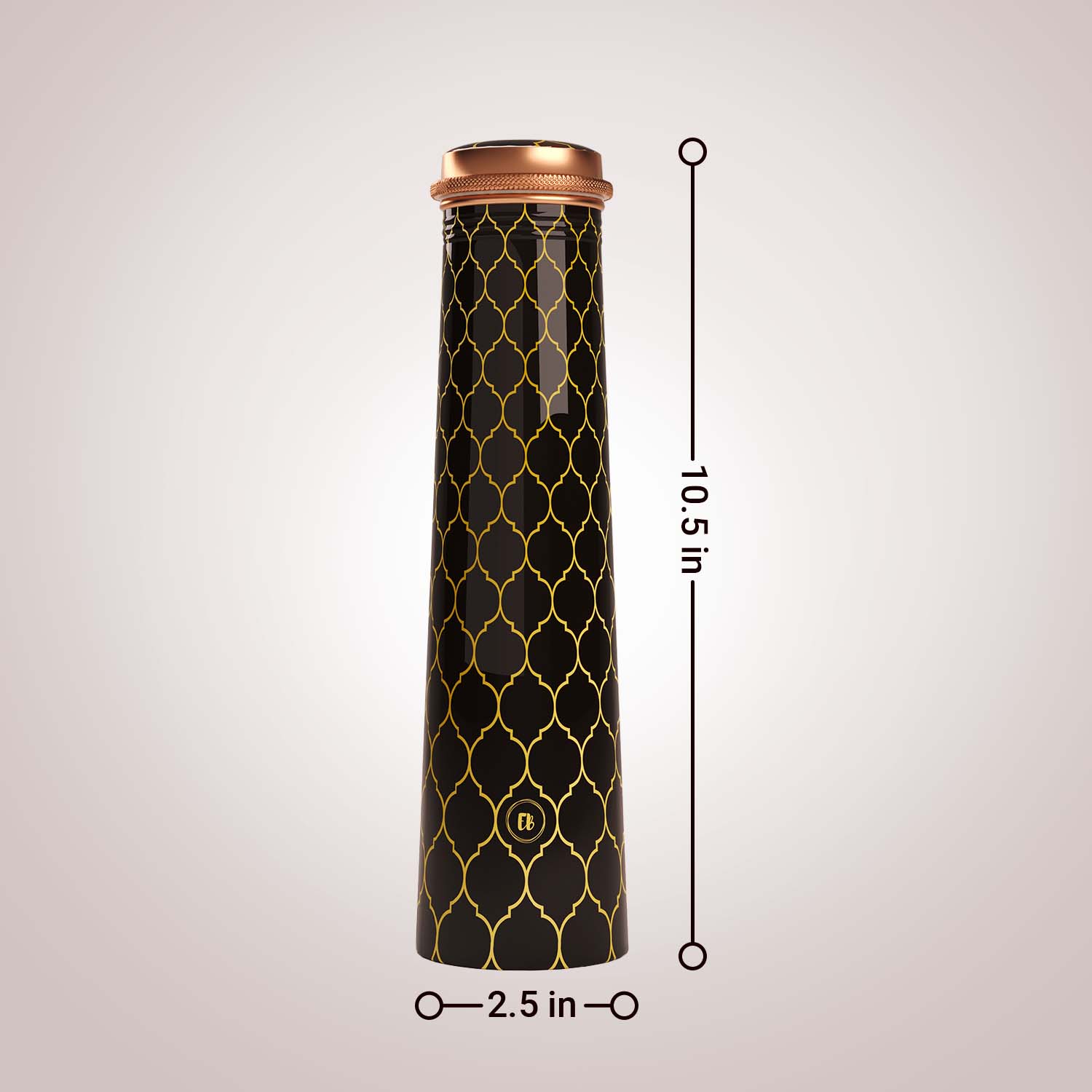 Black Gold Moroccan design copper bottle copper water bottle 750ml printed copper bottle benefits of copper water #color_black gold moroccan
