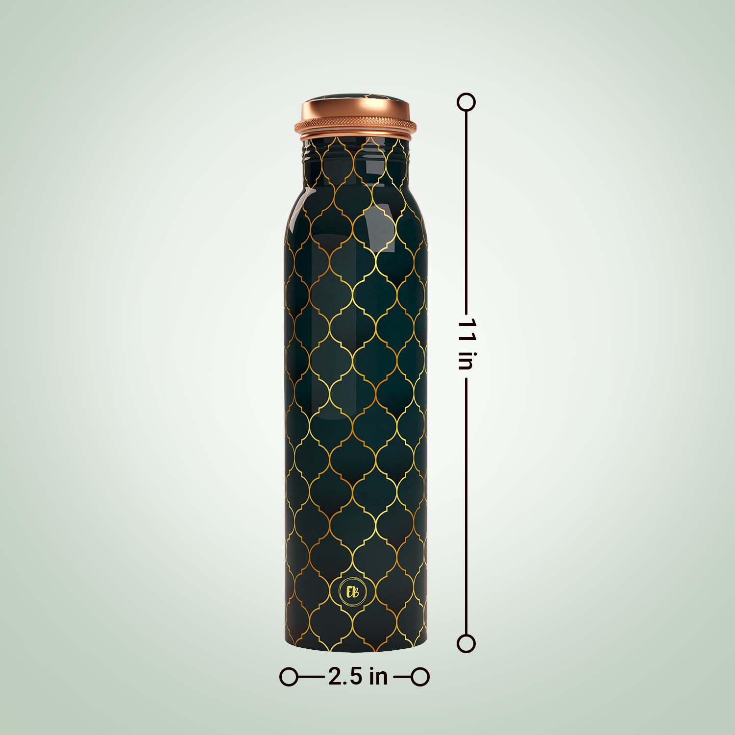 Green Gold Moroccan design copper bottle copper water bottle 1 litre printed copper bottle benefits of copper water #color_green gold moroccan