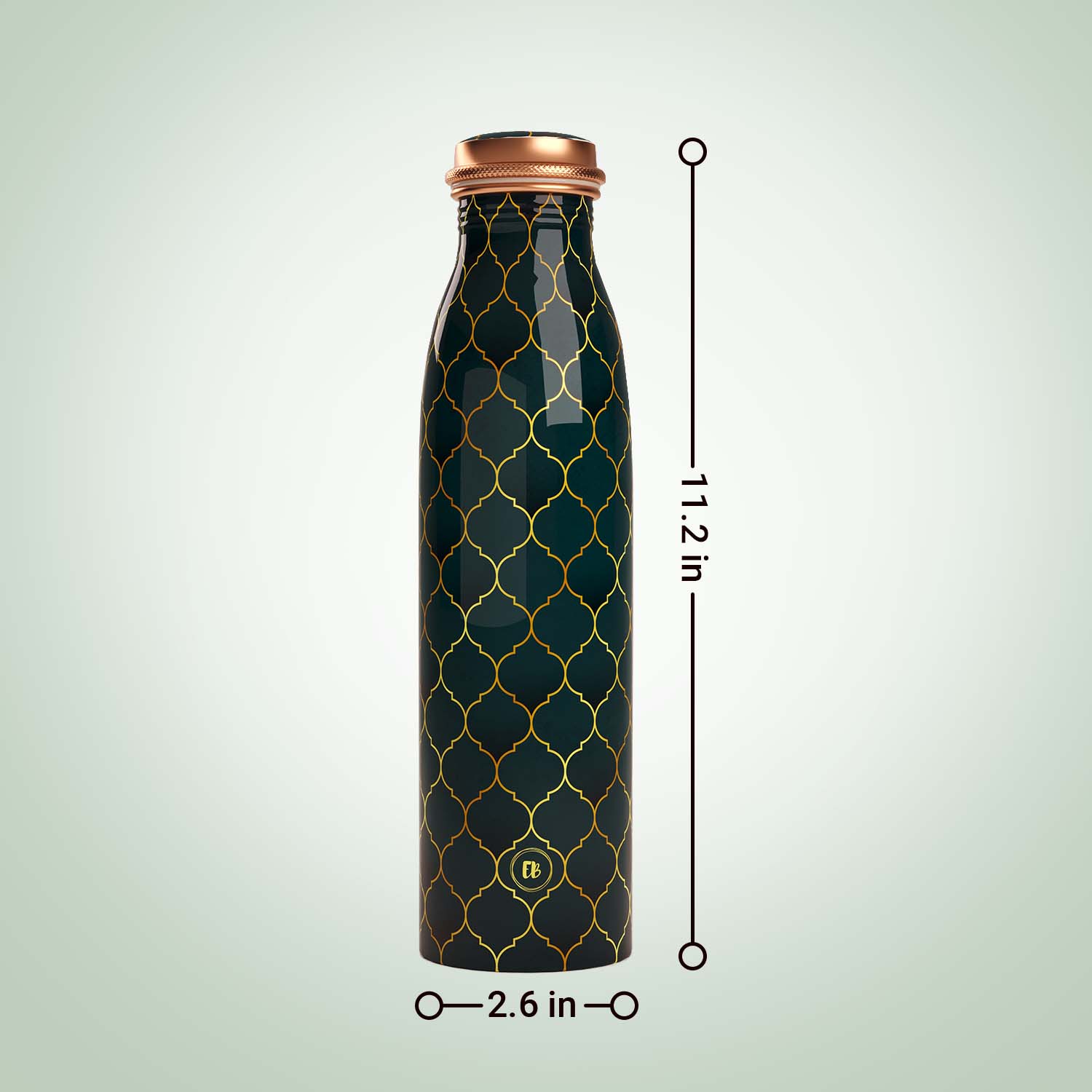 Green Gold Moroccan design copper bottle copper water bottle 1 litre printed copper bottle benefits of copper water #color_green gold moroccan