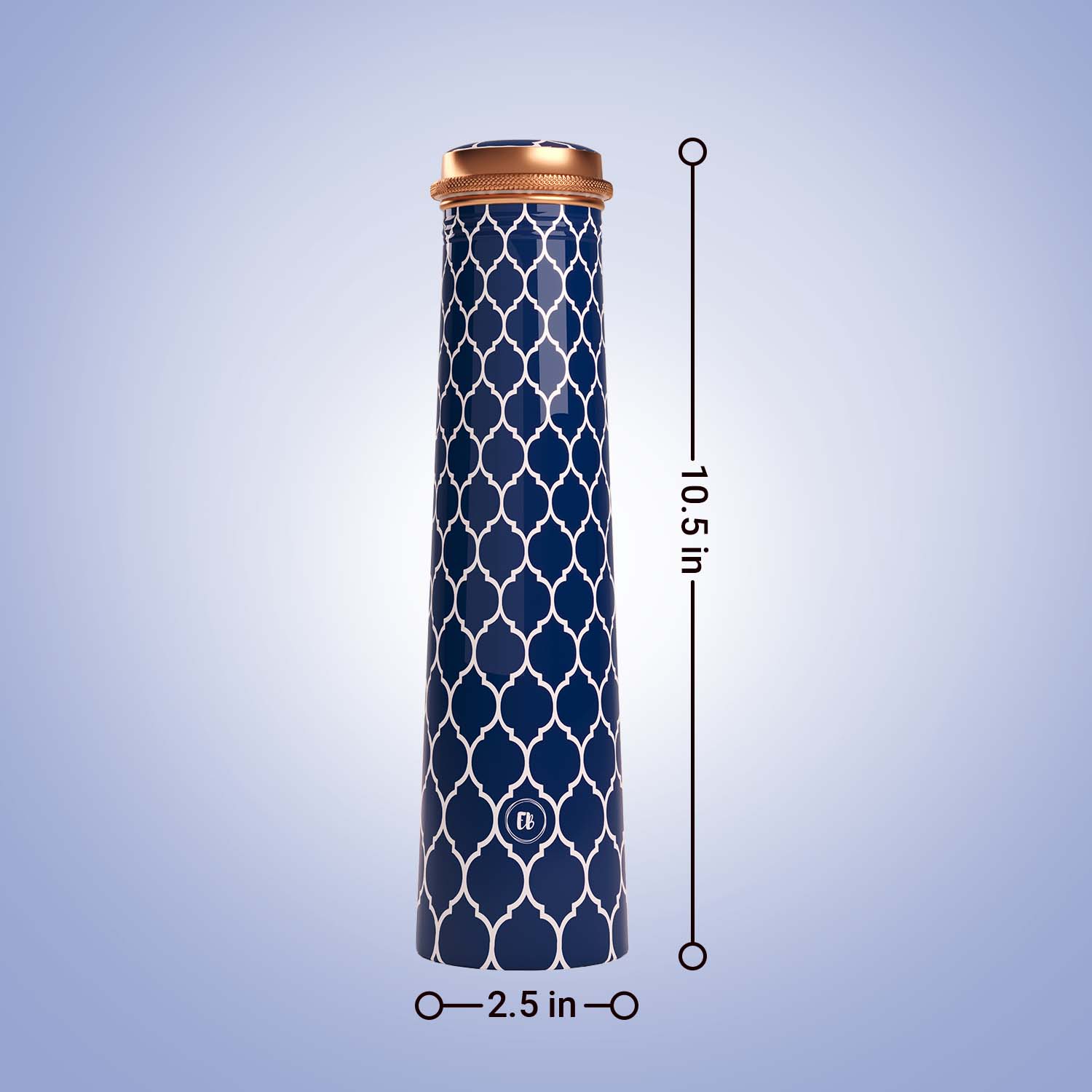 blue white moroccan design copper bottle copper water bottle 750ml printed copper bottle benefits of copper water #color_blue white moroccan
