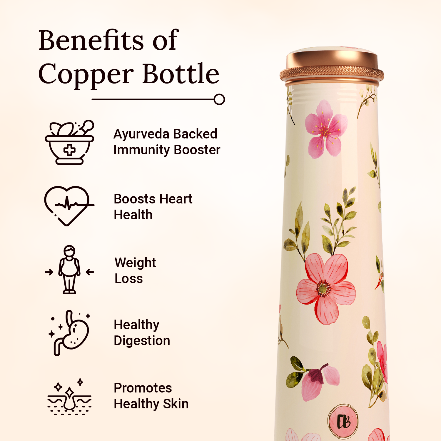 funky flower design copper bottle copper water bottle 750ml printed copper bottle benfits of copper water #color_funky flower