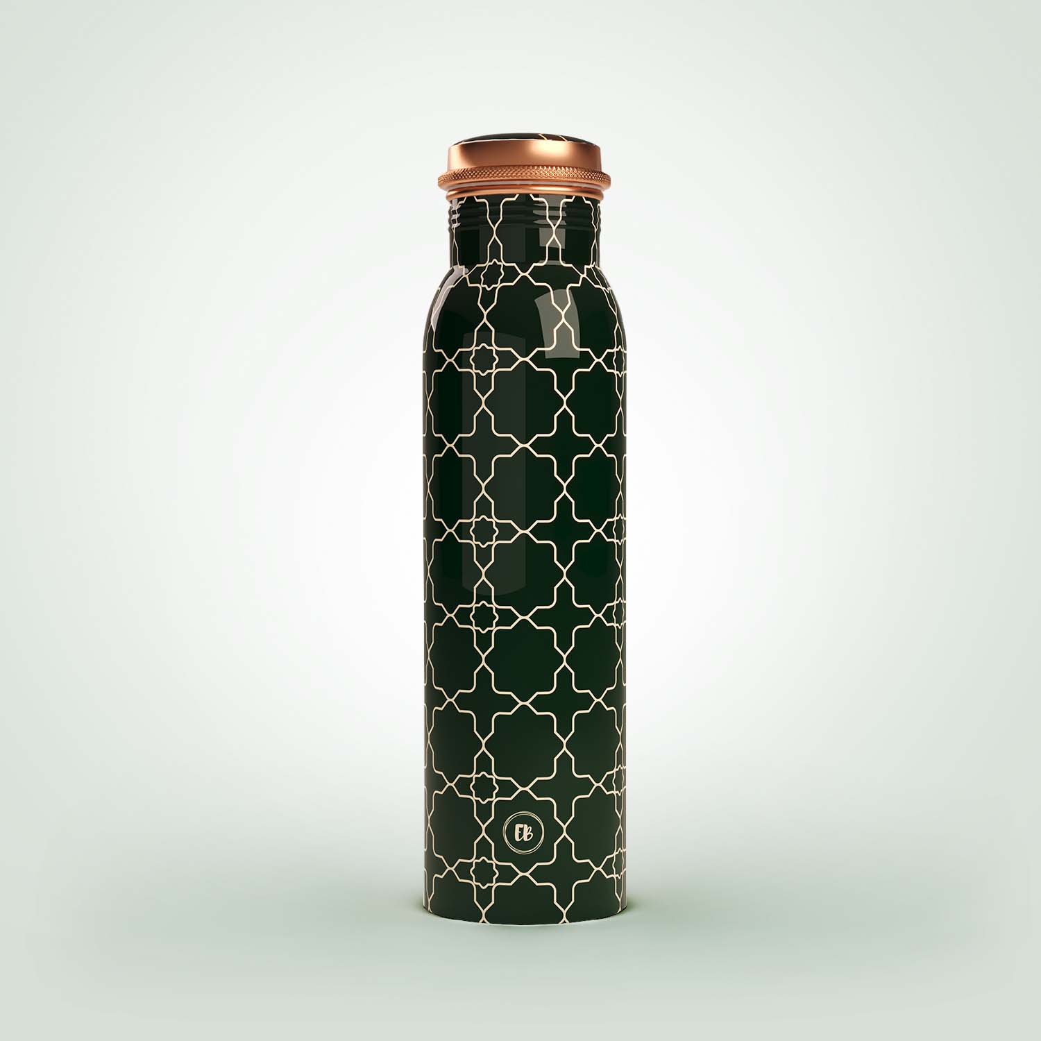 Green Arabic design copper bottle copper water bottle 1 litre printed copper bottle benefits of copper water #color_arabic green