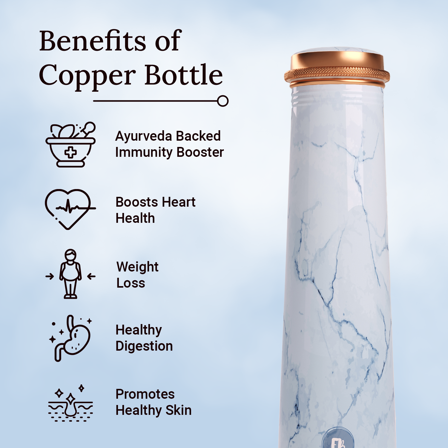 marble design copper bottle copper water bottle 750ml printed copper bottle benfits of copper water #color_blue marble