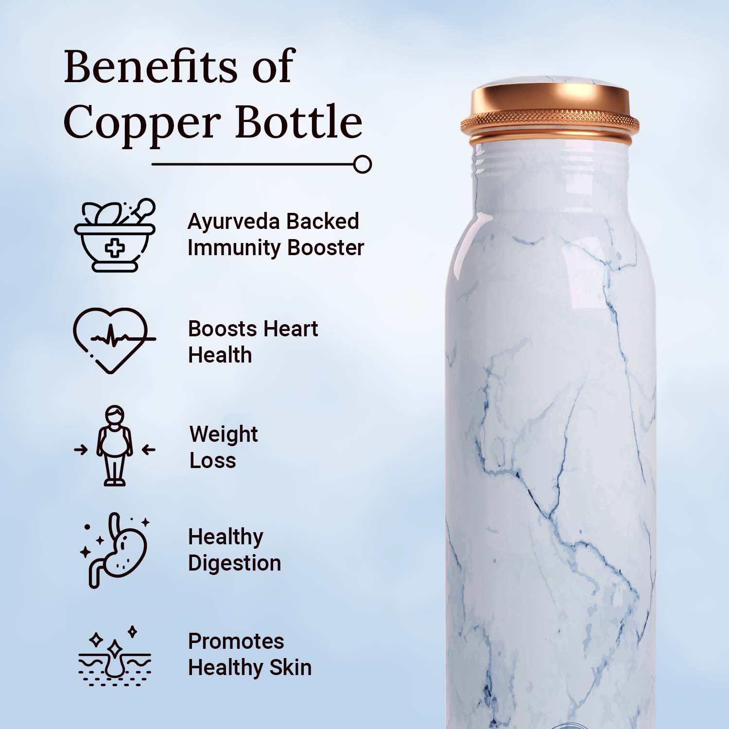 marble design copper bottle copper water bottle 1 litre printed copper bottle benfits of copper water #color_blue marble