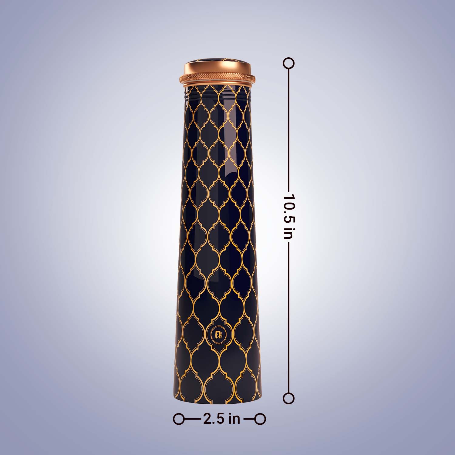 Navy Blue Moroccan design copper bottle copper water bottle 750ml printed copper bottle benefits of copper water #color_navy blue moroccan