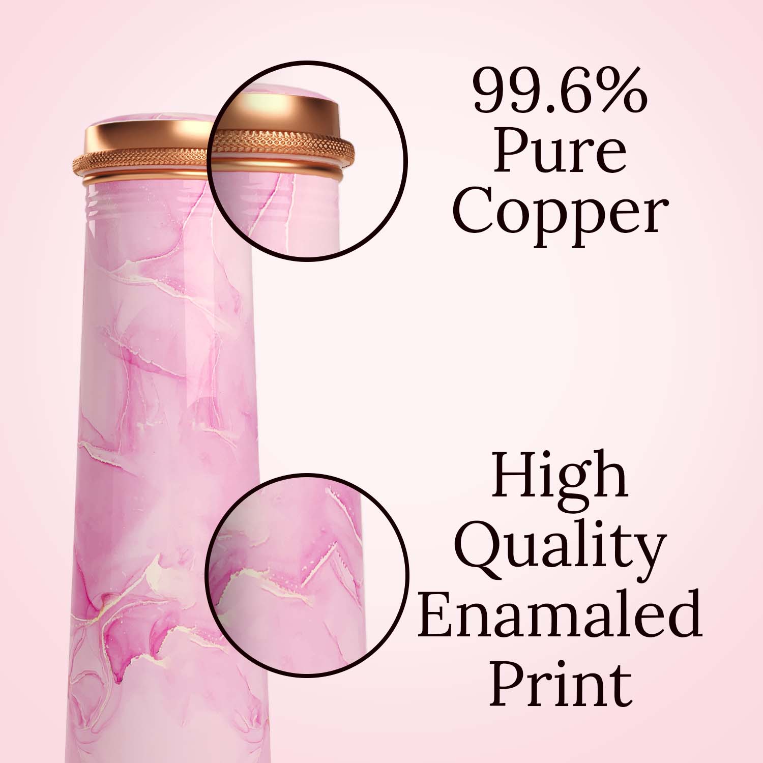pink marble design copper bottle copper water bottle 750ml printed copper bottle benfits of copper water #color_pink marble