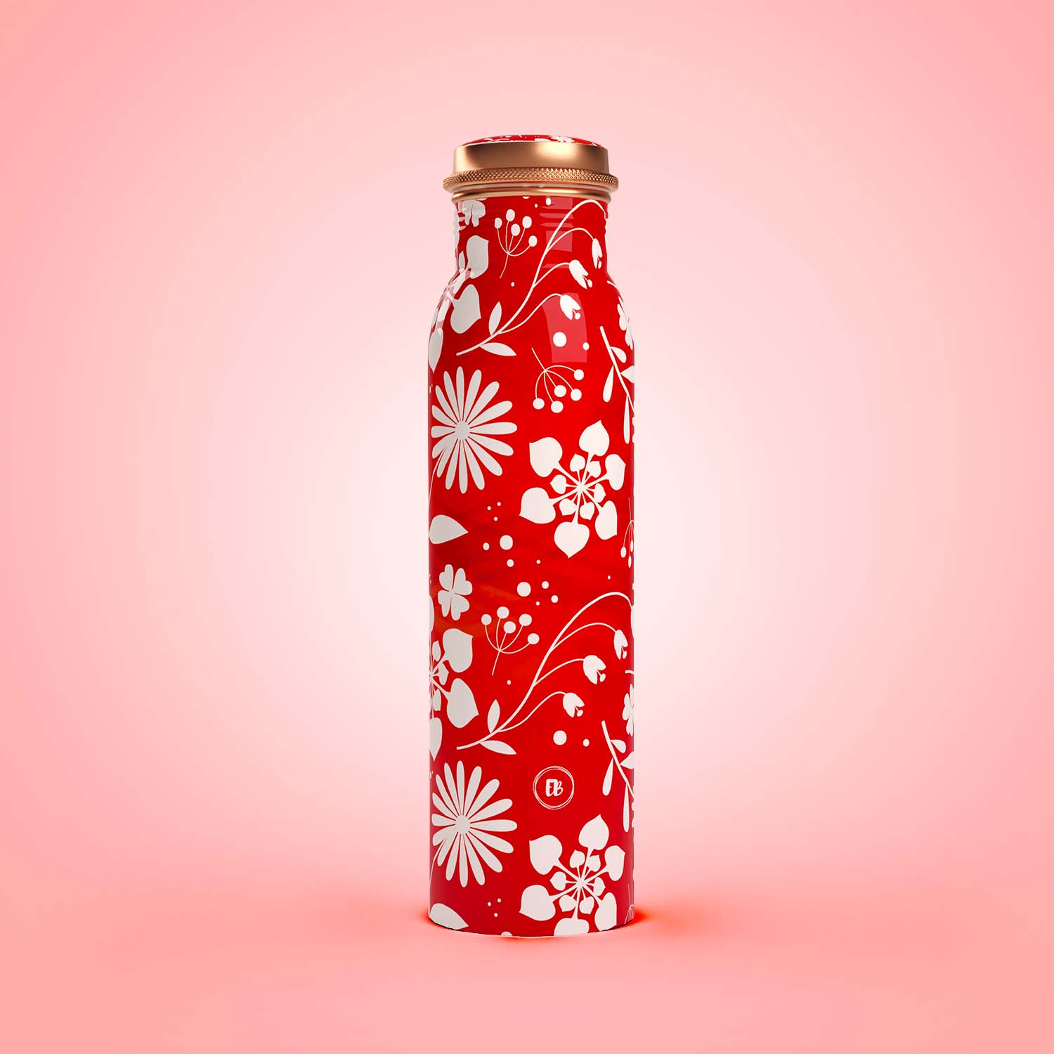 red block floral design copper bottle copper water bottle 1 litre printed copper bottle benfits of copper water #color_red block floral