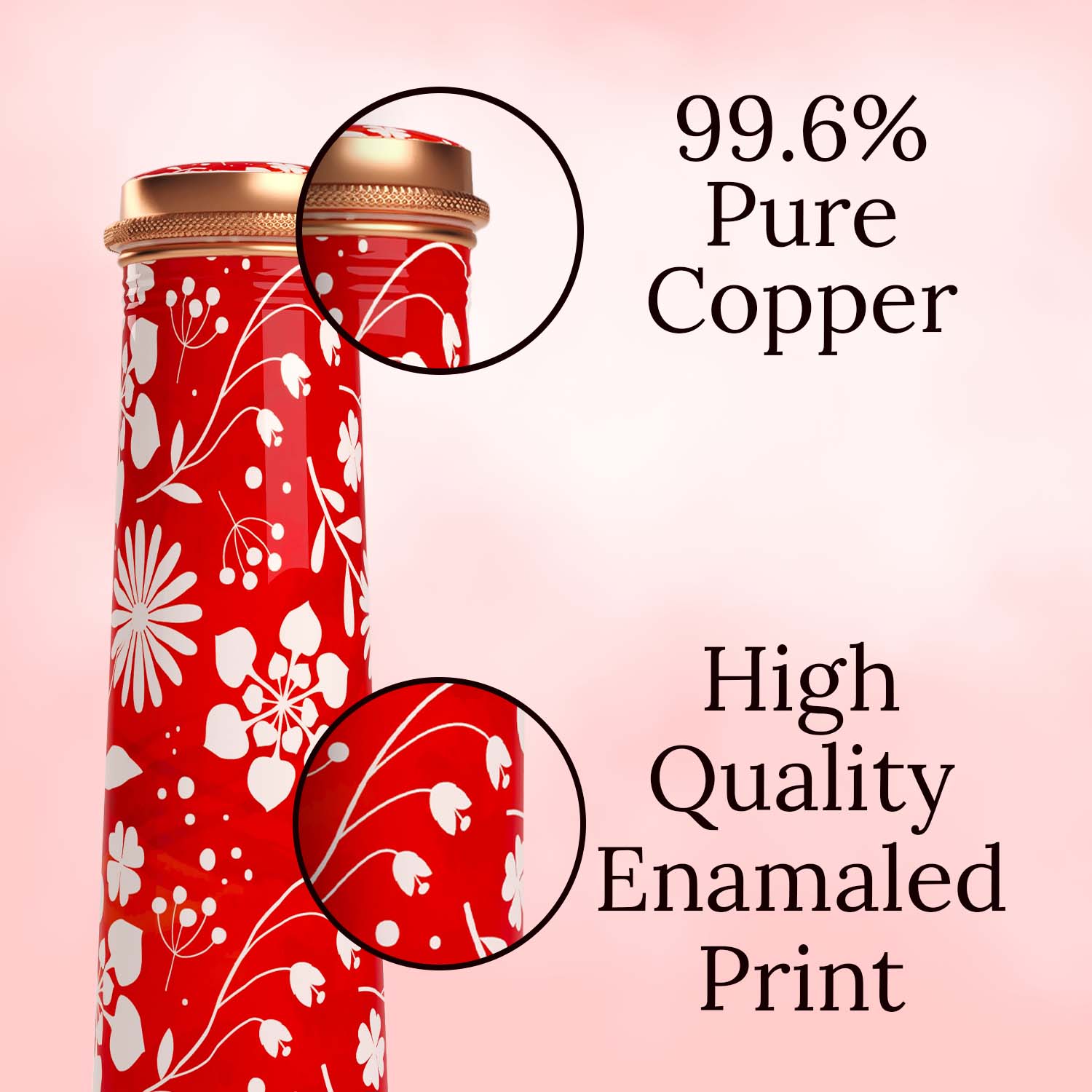 red block floral design copper bottle copper water bottle 750ml printed copper bottle benfits of copper water #color_red block floral