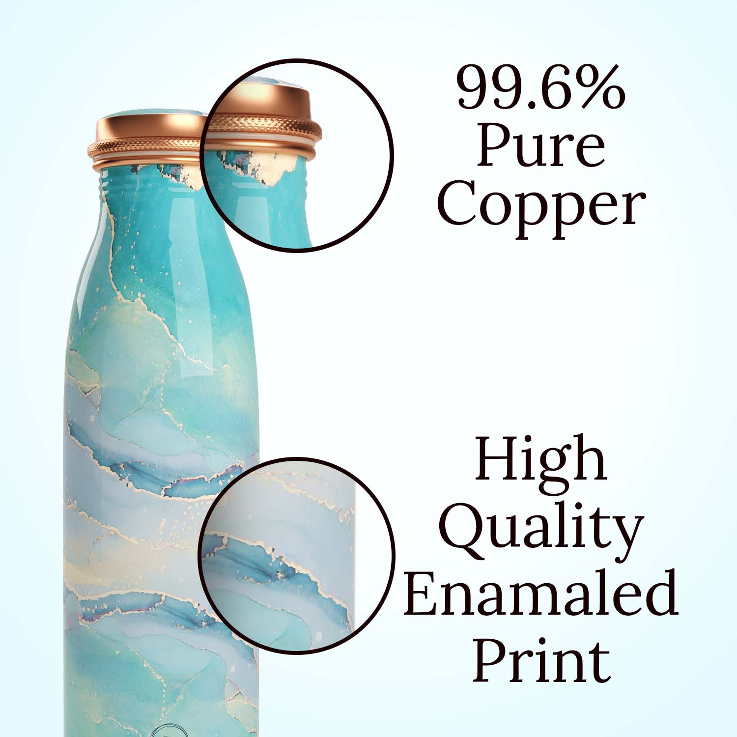 sky blue marble design copper bottle copper water bottle 1 litre printed copper bottle benfits of copper water #color_sky blue marble