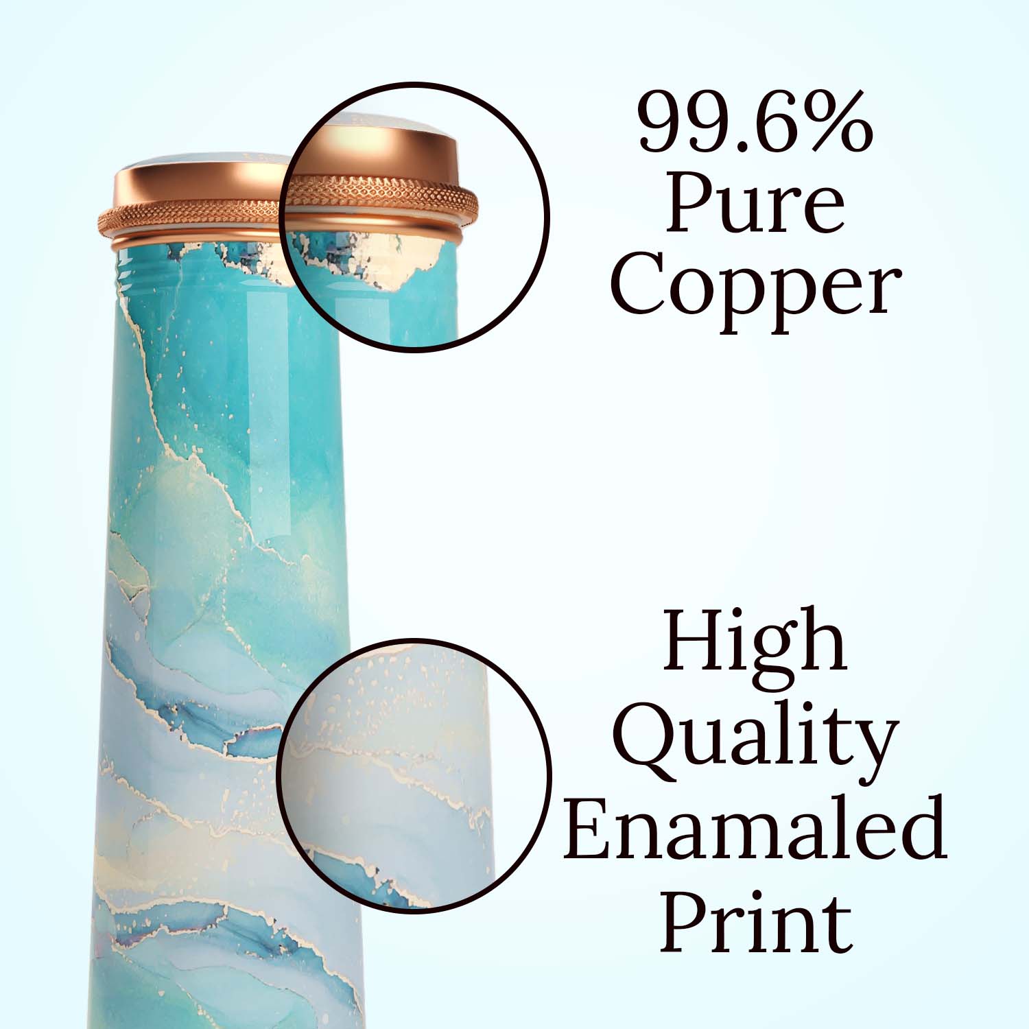 sky blue marble design copper bottle copper water bottle 750ml printed copper bottle benfits of copper water #color_sky blue marble