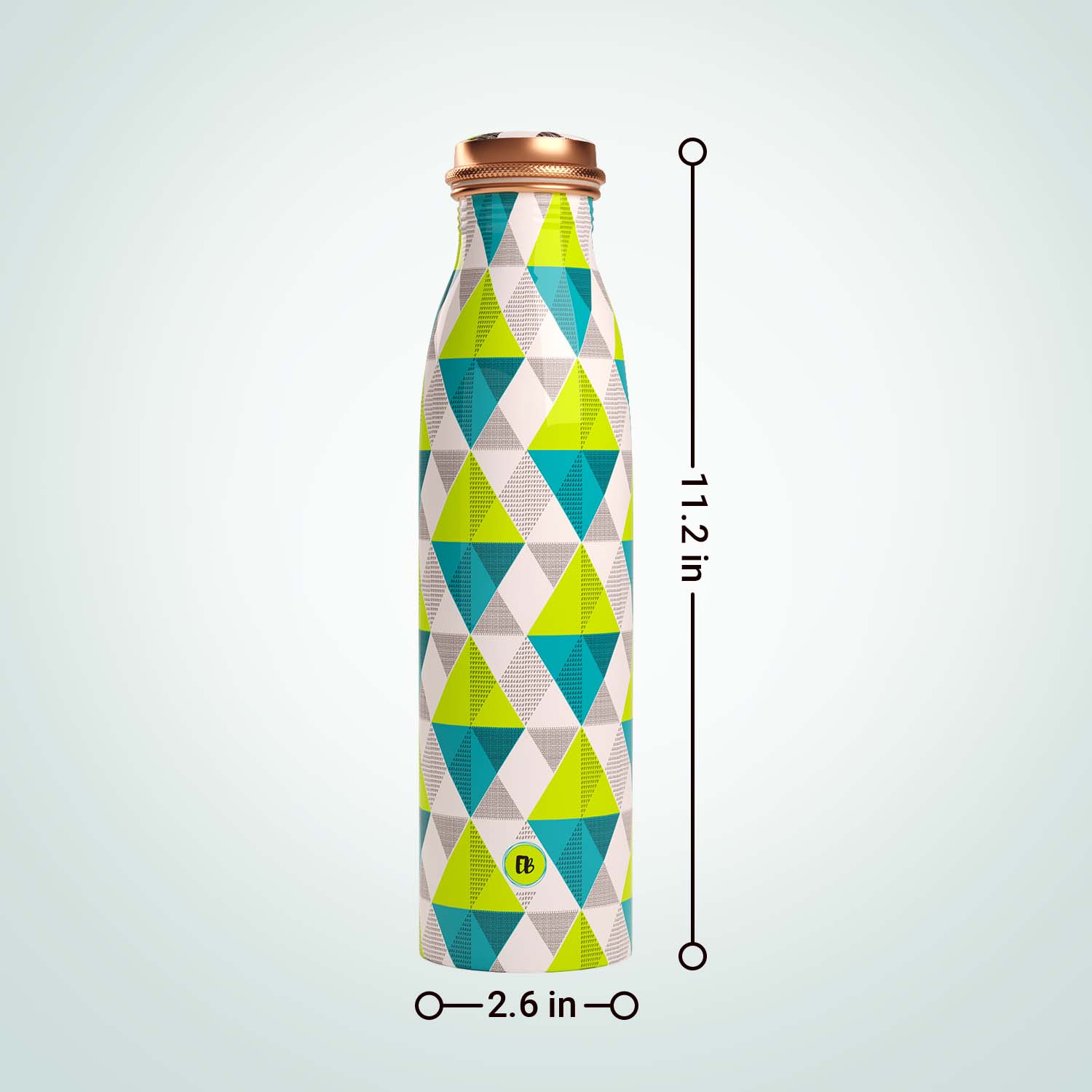 Teal Green Geometric design copper bottle copper water bottle 1 litre printed copper bottle benefits of copper water #color_teal green geometric