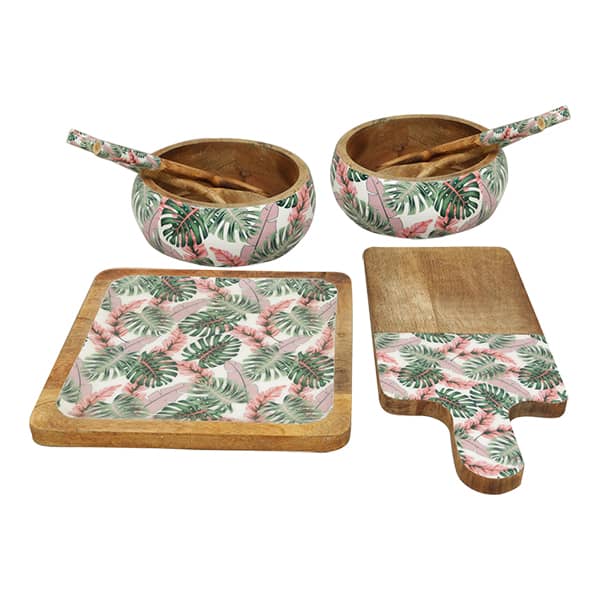 Tropical-Forest-Wooden-Salad-Bowls-with-Servers-and-Platters-Serving-Trays-Set