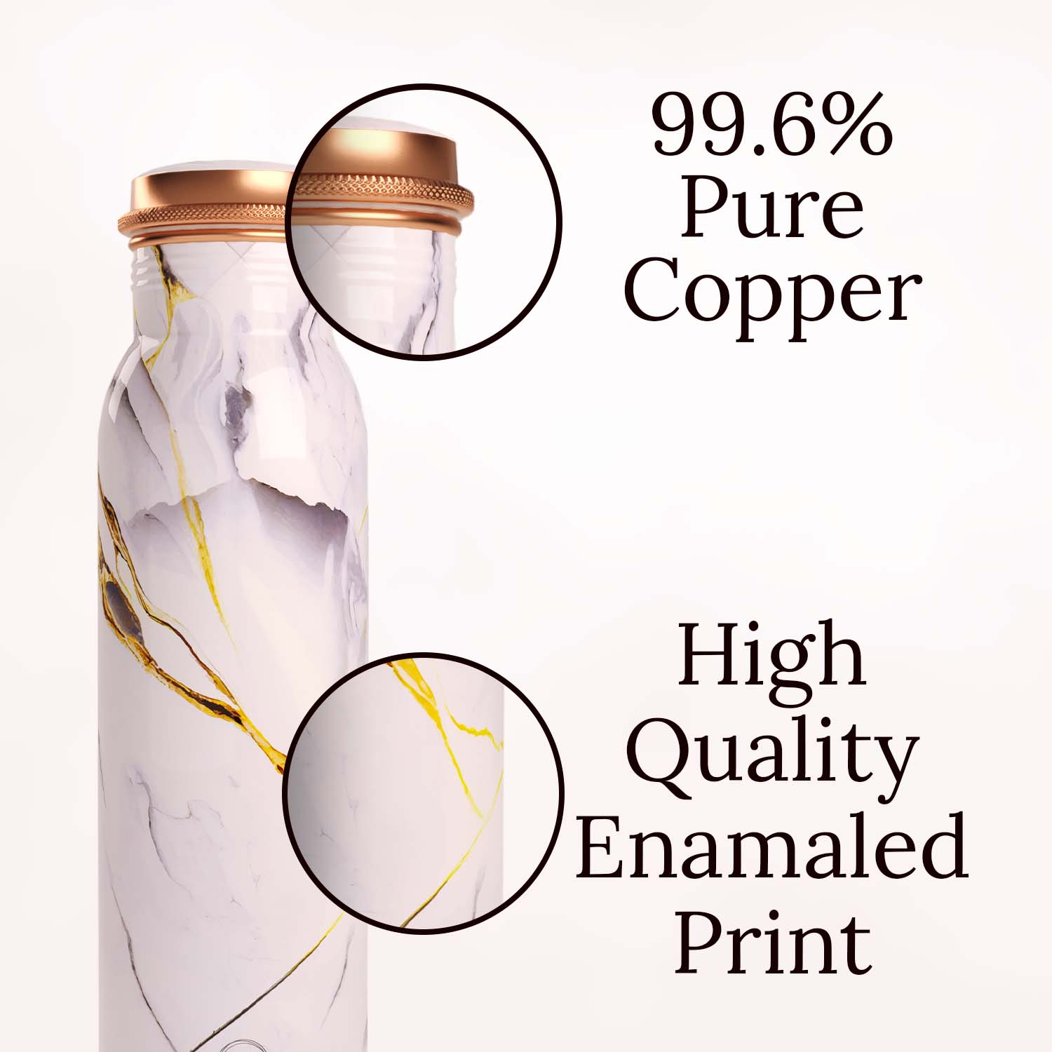 white gold marble design copper bottle copper water bottle 1 litre printed copper bottle benfits of copper water #color_white gold marble