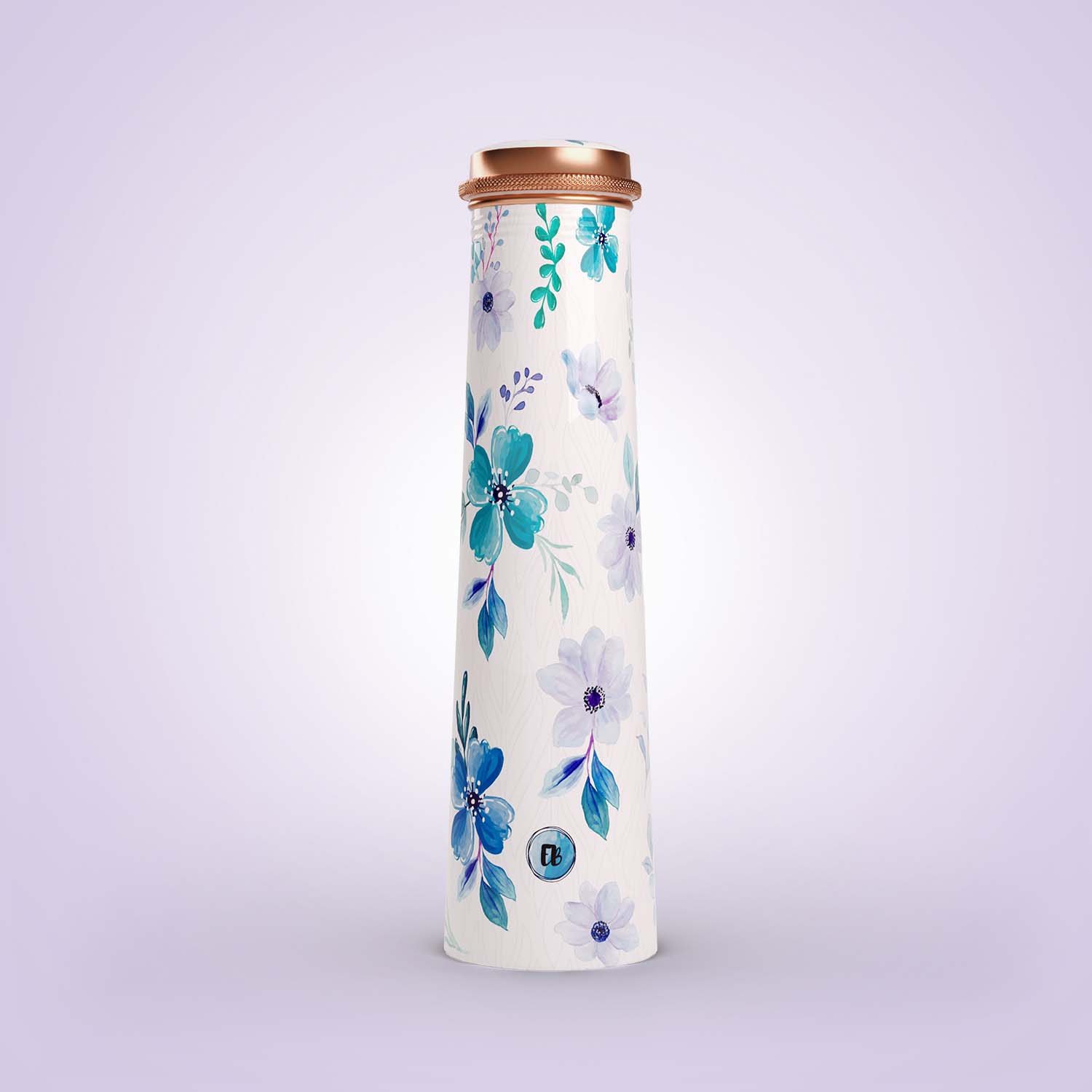 white flower design copper bottle copper water bottle 750ml printed copper bottle benefits of copper water #color_white flower